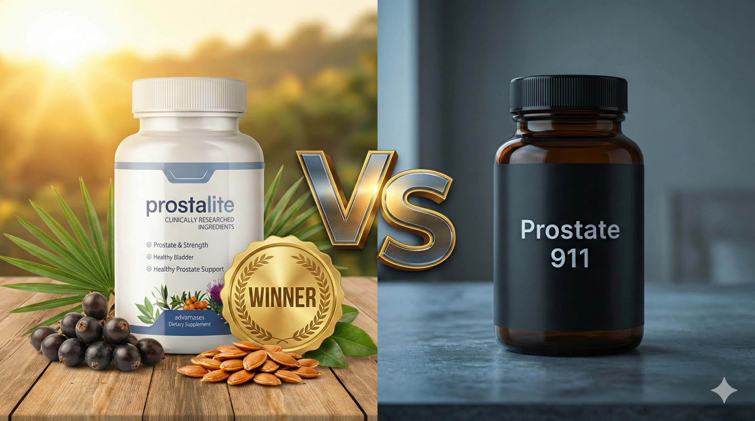 ProstaLite vs Prostate 911 comparison review 2026 showing ProstaLite as the winner