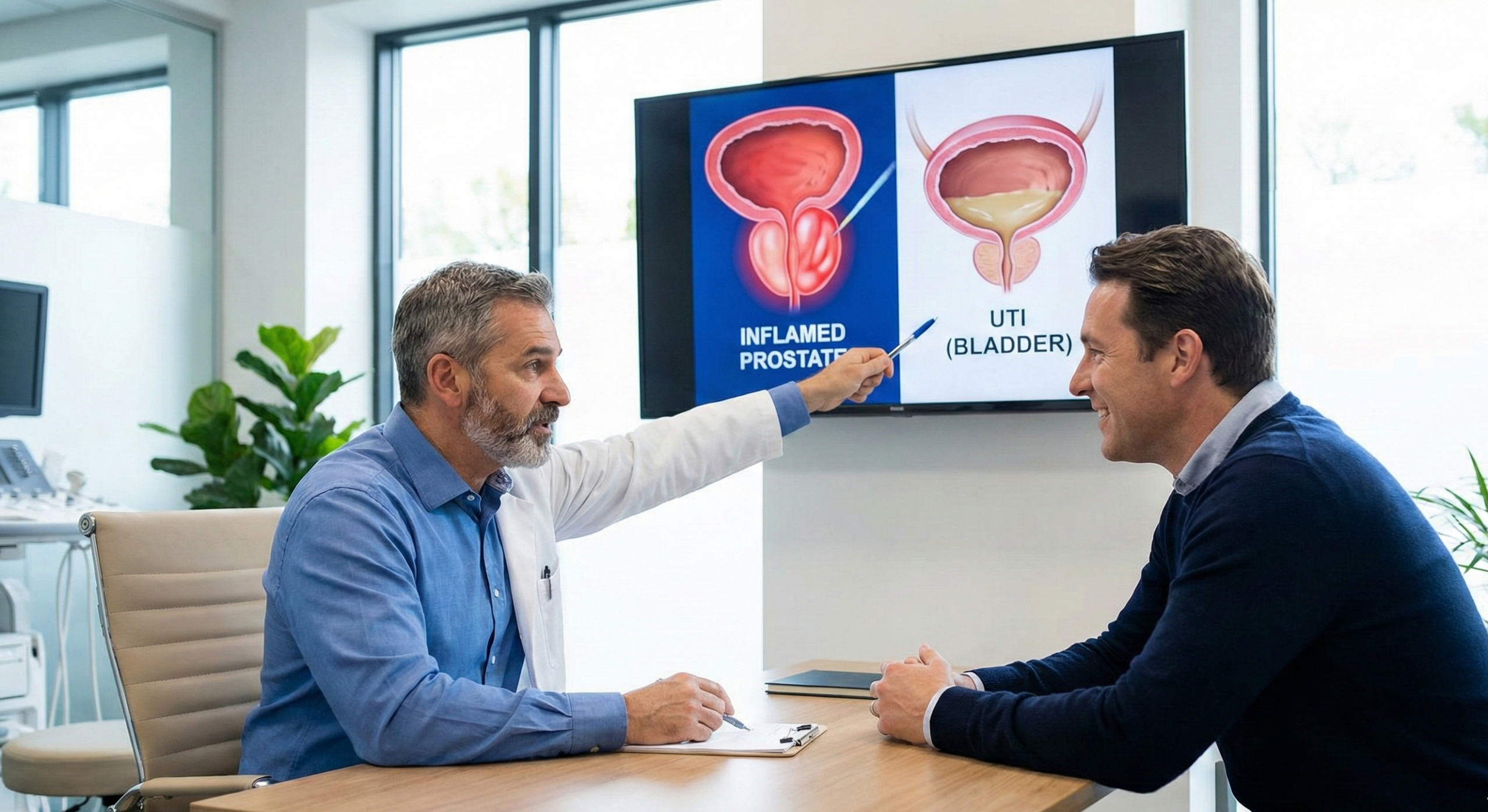 Man experiencing pelvic pain and lower back discomfort due to prostatitis