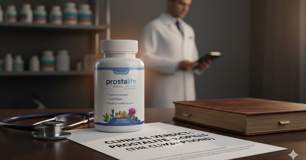 ProstaLite supplement bottle compared to traditional OTC BPH pills with clinical verdict chart.