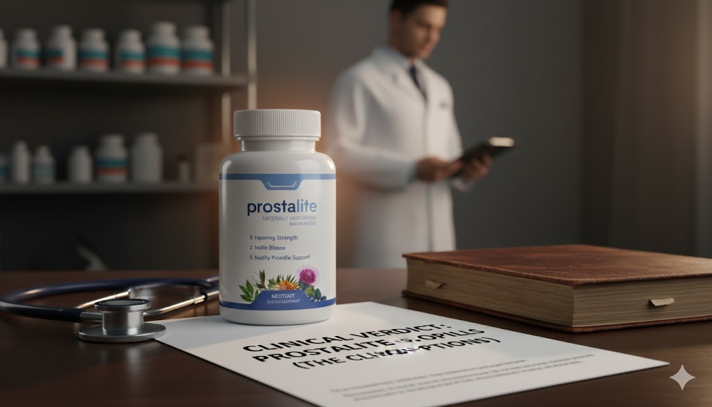 ProstaLite supplement bottle compared to traditional OTC BPH pills with clinical verdict chart.