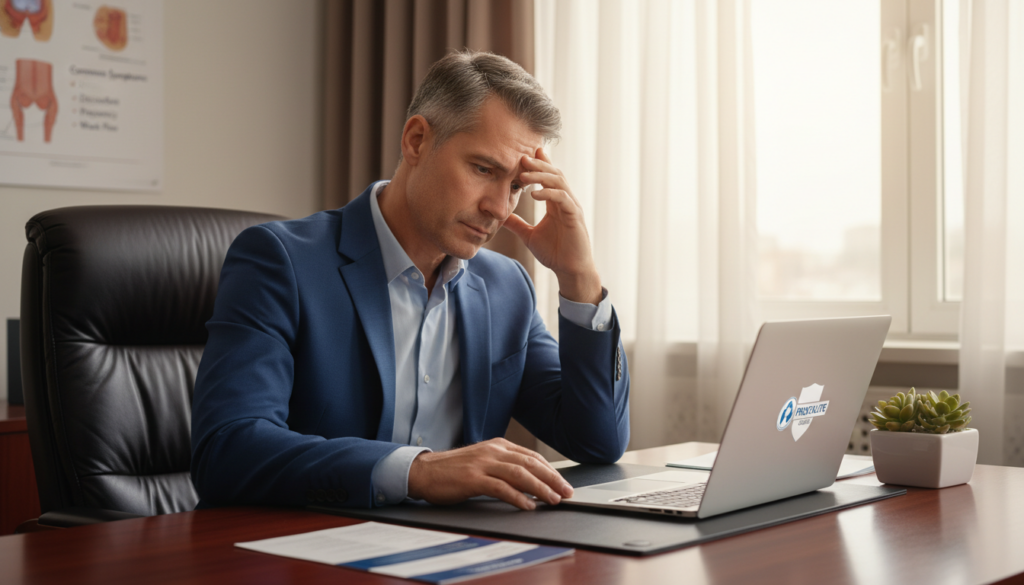 Man experiencing stress related to prostate symptoms