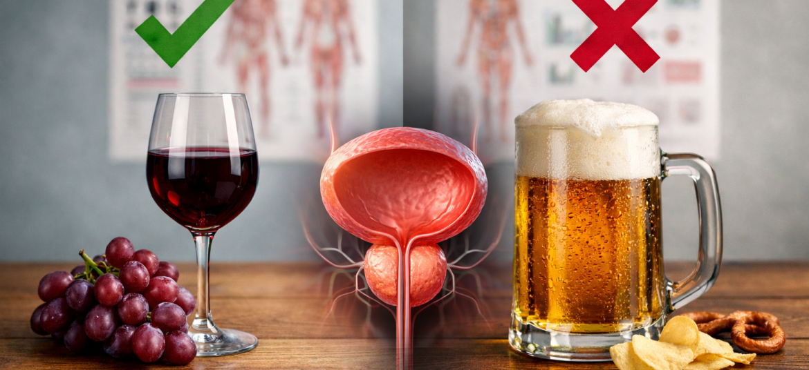 Red wine vs beer comparison for prostate health