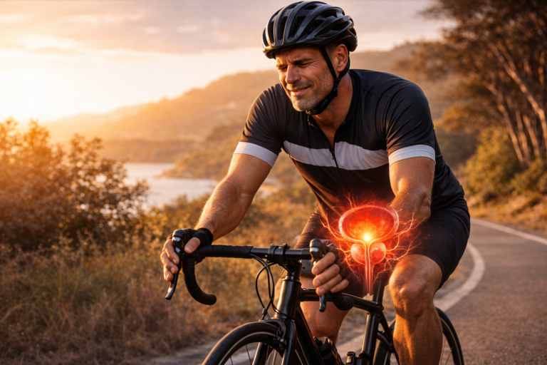 Man cycling outdoors representing prostate health benefits