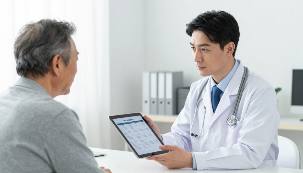 Doctor consulting with male patient about prostate health