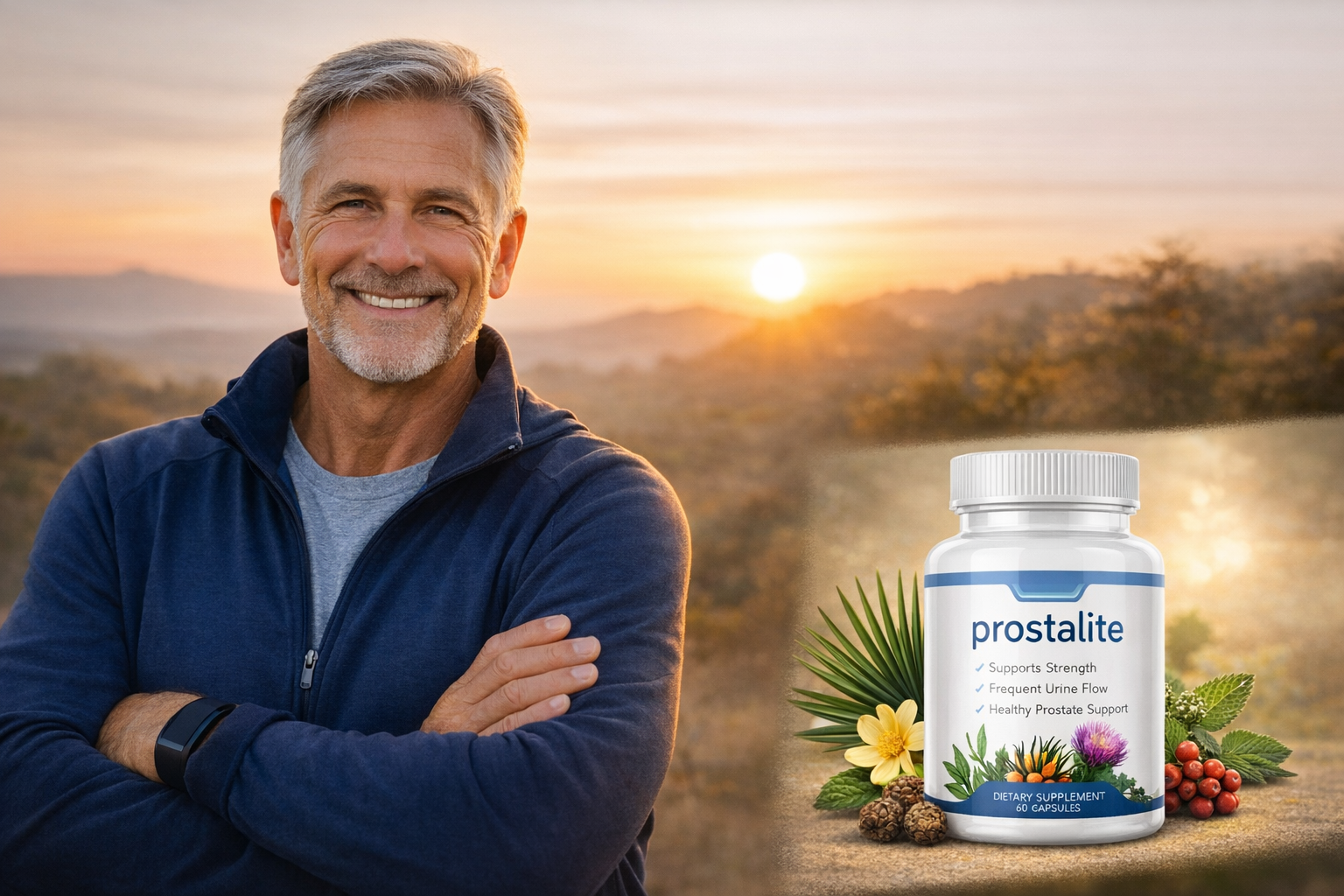A healthy elderly man, representing the positive results of the ProstaLite supplement for prostate health.